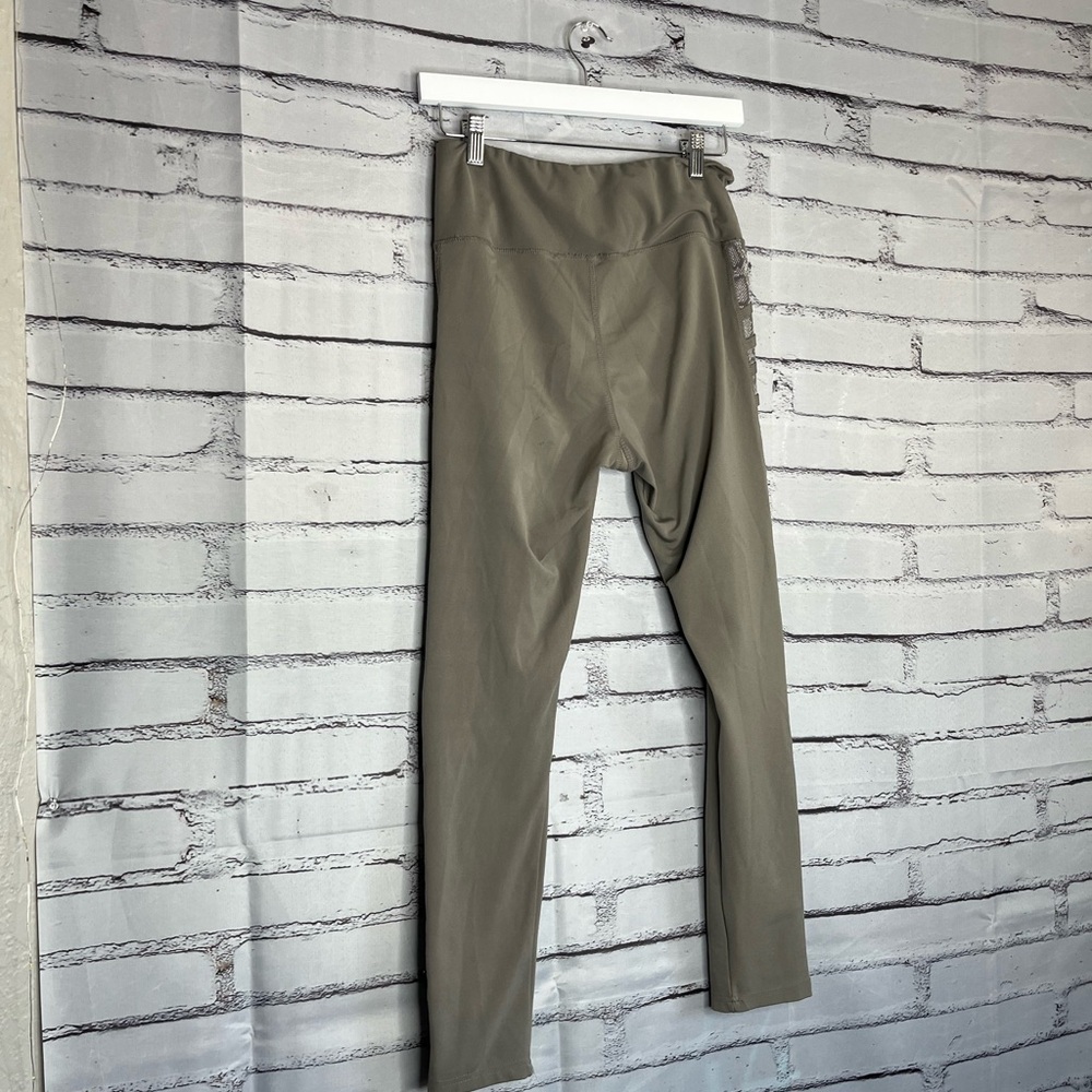 BSP Tan Ribbed Leggings Size L High-Waisted Stretchy Activewear Yoga Athletic - Picture 9 of 13